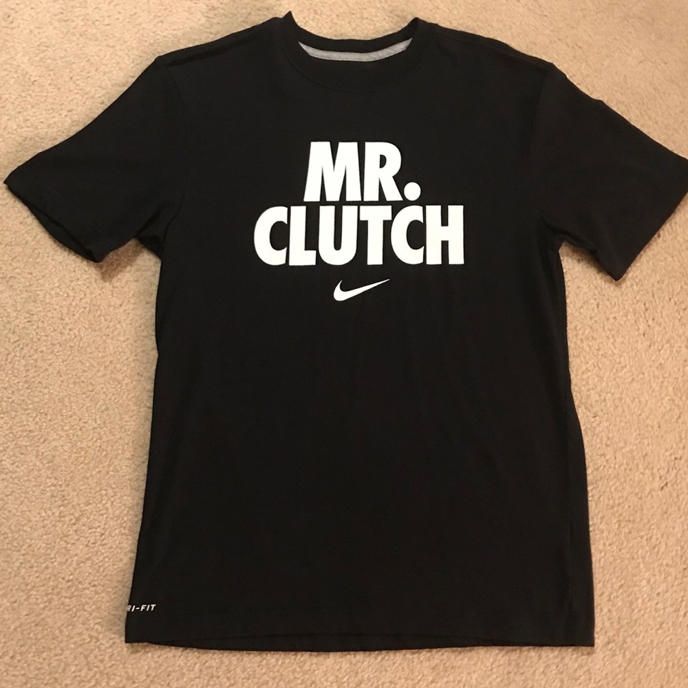Black “Mr. Clutch” Nike shirt.